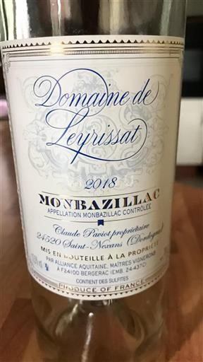 Sud-Ovest Monbazillac Domaine Leyrissat 2018