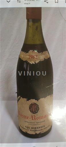 Vin Rouge sec Domaine Guy Girardin 1982 France Bourgogne Vosne-romanée AOC