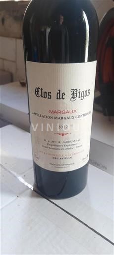 Bordeaux Margaux Cru Artisan Clos De Bigos 2012