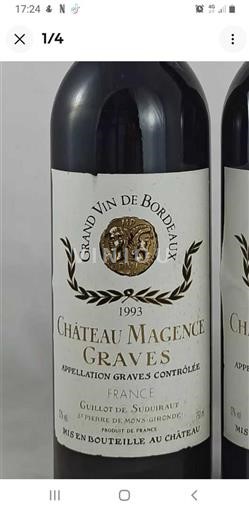 Vin Rouge sec Château Magence 1993 France Bordeaux Graves AOC