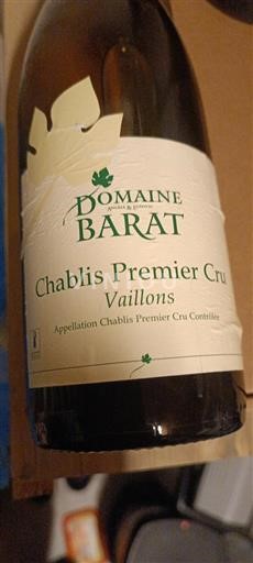 Burgundija Chablis premier cru Premier Cru Domaine Barat Vaillons Neleten.