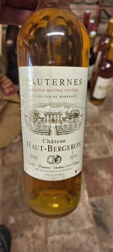 Wines Blanc liquoreux Château Haut Bergeron 2010 France Bordeaux Sauternes AOC