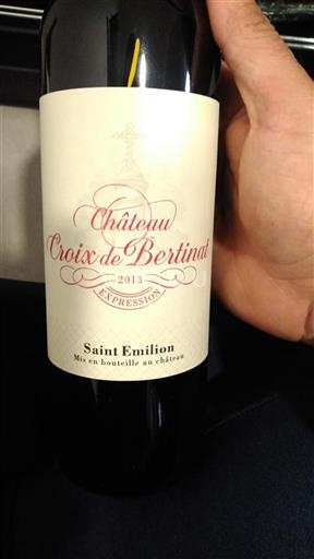 Vin Rouge sec Expression Château Croix de Bertinat 2013 France Bordeaux Saint-Émilion AOC