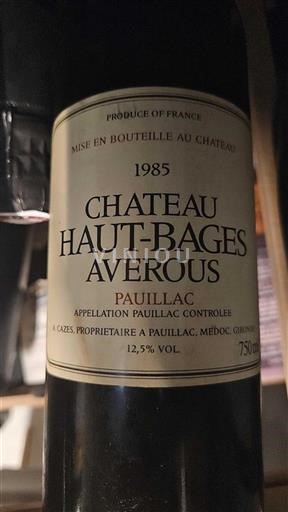 Bordeaux Pauillac Château Hautbages Averous 1985