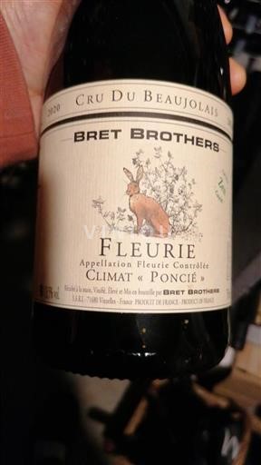 Vin Rouge sec Climat Poncié Bret Brothers 2020 France Beaujolais Fleurie AOC