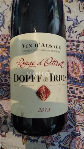 Vin Rouge sec Rouge d'Ottrott Dopff & Irion 2013 France Alsace AOC