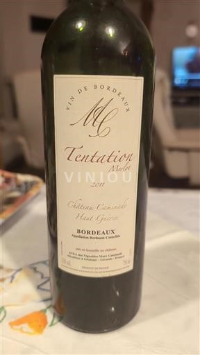 Bordeaux Caminade Haut Guerin Tentation Merlot 2011