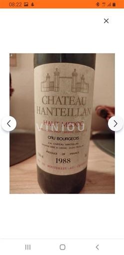 Bordéus Haut-Médoc Cru Bourgeois Château Hanteillan 1988
