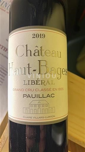 Bordeaux Pauillac Grand Cru Château Hautbages Libéral 2019