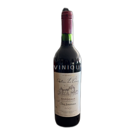 Vin Rouge sec Cinq Journaux Château Le Carny 2003 France Bordeaux AOC