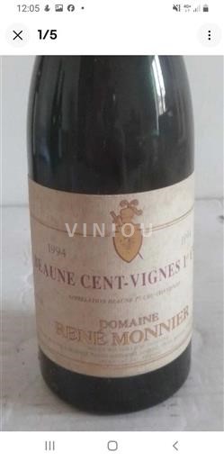 Vin Rouge sec Beaune Cent-Vignes 1er Cru Domaine René Monnier 1994 France Bourgogne AOC Premier Cru