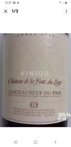Valle del Ródano Châteauneuf-du-Pape. Château La Font Du Loup 1989