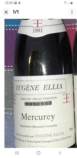 Burgundy Mercurey Eugène Ellia Élevage Vieille Tradition 1991
