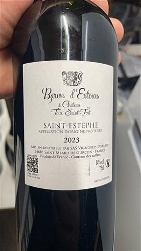 Bordeaux Saint-Estèphe Château Tour Saint Fort Baron d'Estours 2023