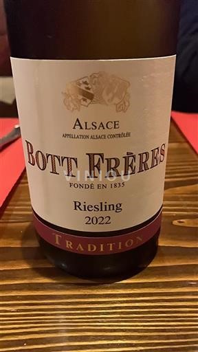 Vin Blanc sec Tradition Bott Frères 2022 France Alsace Vin de France