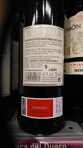 Castilien og León Ribera del Duero Bodegas Matarromera Crianza 2020