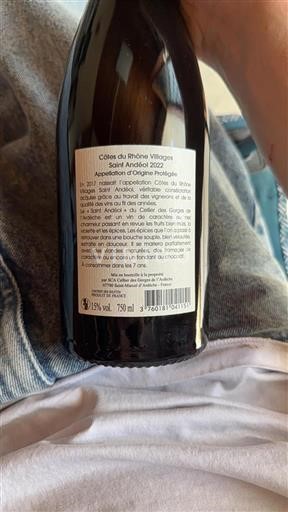 Rona dolina Côtes-du-Rhône-Villages Cellier Des Gorges De L'ardèche Saint Andéol 2022