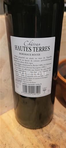 Bordeaux Côtes-de-Bordeaux Château Hautes Terres Icke årgångsbetecknad