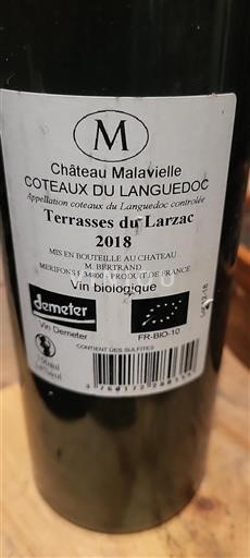 Languedoc Coteaux du Languedoc Domaine Malavieille Terrasses du Larzac 2018