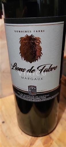 Vin Rouge sec Lions de Fabre Fabre 2019 France Bordeaux Margaux AOC