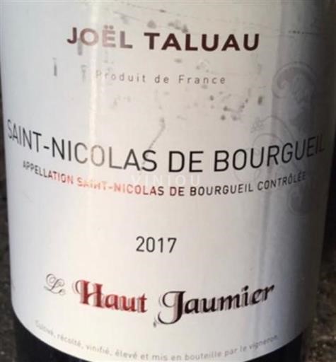 Loiredalen Saint-Nicolas-De-Bourgueil Domaine Joel Taluau Le Haut Jaumier 2017