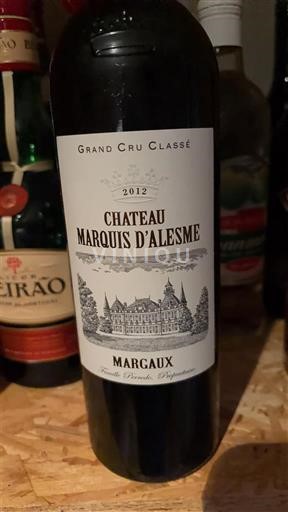 Bordeaux Margaux Grand Cru Château Marquis Alesme 2012