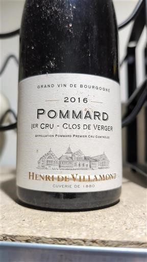 Borgoña Pommard Premier Cru Henri De Villamont Clos de Verger 2016