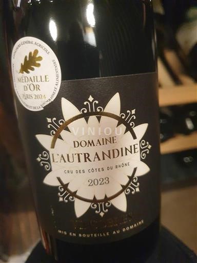 Vin Rouge sec L'Autrandine 2023 France Vallée du Rhône Côtes-du-rhône AOC