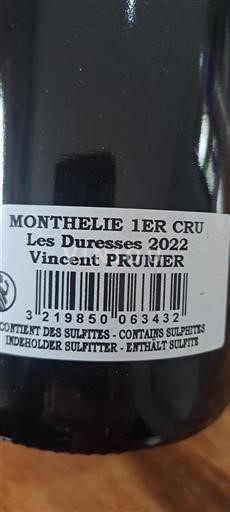 Burgundy Not Specified Premier Cru Vincent Prunier Les Duresses 2022