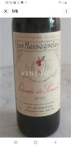 Bordeaux Lalande-de-Pomerol Les Raisagoles 2000