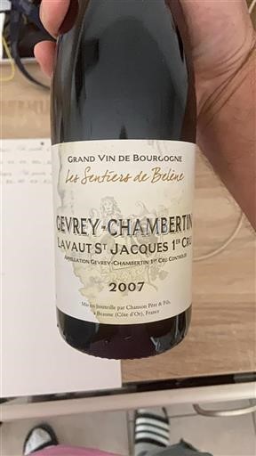 Burgundy Gevrey-Chambertin Premier Cru Les Sentiers De Belène Lavaux St Jacques 1er Cru 2007