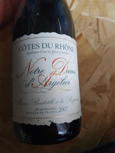Valle del Ródano Côtes del Ródano Notre Dame Argelier 2007