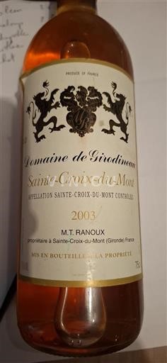 Bordeaux Sainte-Croix-Du-Mont Domaine Girodineau 2003