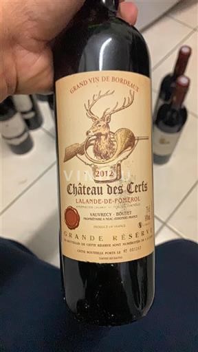 Burdeos Lalande-de-Pomerol Château Des Cerfs Grande Réserve 2012