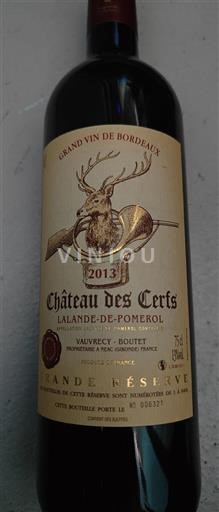 Bordeaux Lalande-de-Pomerol Château Des Cerfs Grande Réserve 2013