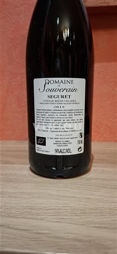Rhône-dalen Côtes-du-Rhône-Villages Domaine Le Souverain Séguret 2018