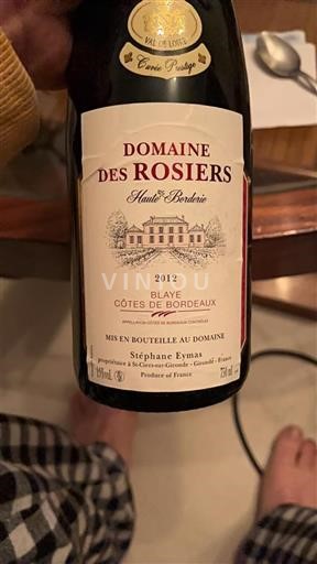 Burdeos Blaye-Côtes de Burdeos Domaine Des Rosiers Haute Borderie 2012