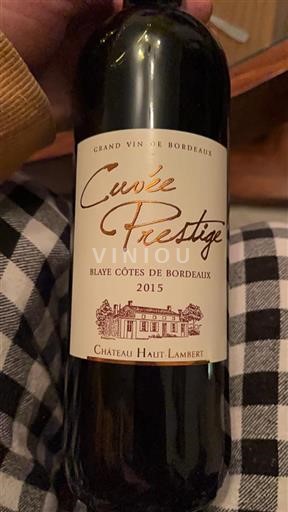 Burdeos Blaye-Côtes de Burdeos Château Hautlambert Prestige 2015