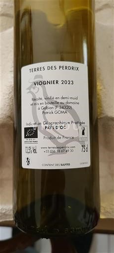 Languedoc og Roussillon Pays d'Oc Domaine Terres De Perdrix Viognier 2023