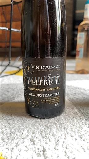 Alsace Famille Helfrich Vendanges Tardives 2018