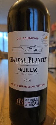 Bordeaux Pauillac Château Plantey 2014