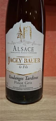 Alsacia Pinot gris Jacky Bauer Vendanges Tardives 2016