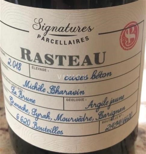 Thung lũng Rhône Rasteau Trapadis Michèle Charavin Signatures Parcellaires 2018