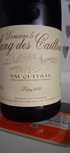 Valle del Rodano Vacqueyras Domaine Le Sang Des Cailloux Lopy 2022