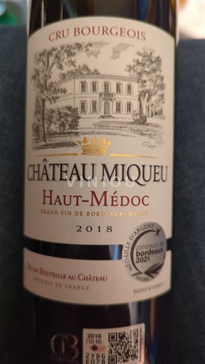 Burdeos Haut-Médoc Cru Bourgeois Château Miqueu 2018