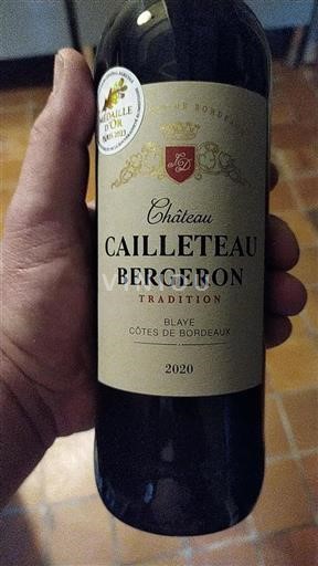 Bordéus Blaye-Côtes-de-Bordéus Château Cailleteau Bergeron Tradition 2020