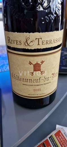 Vin Rouge sec Rives & Terrasses 2023 France Vallée du Rhône Châteauneuf-du-pape AOC