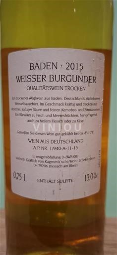 Baden Frau Weber Wein- & Sektkellerei Weisser Burgunder 2015