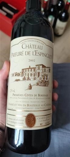 Bordeaux Premières Côtes de Bordeaux Château Prieuré De L'espinglet 2002