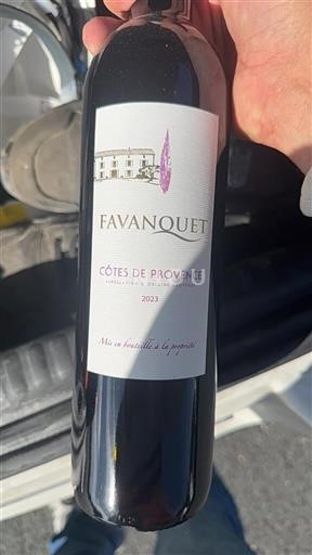 Vin Rouge sec Domaine Favanquet 2023 France Provence Côtes-de-provence AOC